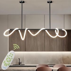 Ulteronixshop-Suspension Luminaire, Suspension Cuisine 41w Lin&eacute;aire Diy, Lustre Led Dimmable 3000k-6500k Avec T&eacute;l&eacute;commande, Moderne Luminaire Suspendu Pour Salle &Agrave; Manger Salon (Noir, 200cm) - Neuf