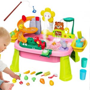 Table à eau d'été, jeux extérieurs, plage avec pompe électrique ¿ jeu de pêche sensorielle pour garçons et filles de 3 à 8 ans. - Neuf