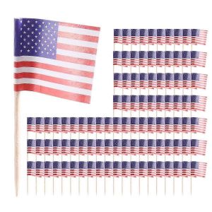 100 drapeau américain cure-dents fête Cupcake décoration sandwich mini pics alimentaires - Neuf