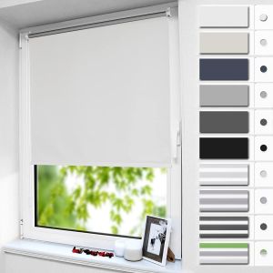 Store Occultant Sans Per&ccedil;age, Store Enrouleur Opaque Thermique Isolant, Protection De Vie Priv&eacute;e & Protection Soleil, Pour Fen&ecirc;tre Ou Porte, 70l X 110l Cm (Largeur Du Tissu 66cm), Blanc - Neuf