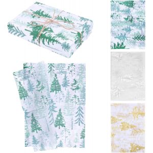 30pcs Feuille De Papier De Soie D'hiver ,50x35cm Sapin Papier D'emballage Cadeau Pour Sacs Cadeaux Papier De Soie Cadeau Pour No&euml;l Mariage F&ecirc;te D'anniversaire Bricolage Artisanat - Neuf