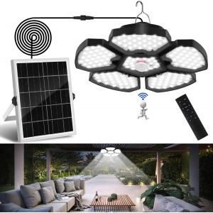 Lampe Solaire Int&eacute;rieur D&eacute;tecteur De Mouvement, Lampe Suspende Solaire Exterieur Avec T&eacute;l&eacute;commande, 5 Modes, Ip65 &Eacute;tanche Pour Maison Terrasse Balcon Cabanon Gazebo - Neuf