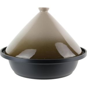 Subzonal-Kc24041, Tajine En Fonte D'aluminium Ronde Compatible Induction, Plat De Cuisson Pratique Et &Eacute;l&eacute;gant Pour Repas En Famille, 30 Cm, Taupe - Neuf