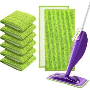 KALANKA-6 Pi&egrave;ces Lingettes Reutilisable pour Swiffer WetJet, 30x14cm Tampons Vadrouille Microfibre Mop Remplacement, Tampon Vadrouille Reutilisable pour Frotter Sols Secs/Humides - Neuf