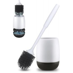 Brosse WC et support en silicone, ensemble de brosse WC pour salle de bain, kit de nettoyage WC en silicone avec brosse à poils doux (amélioration du revêtement de sol) - Neuf