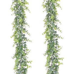 Lot de 2 guirlandes d'eucalyptus artificiel, guirlande de verdure artificielle, décoration murale d'arche de mariage, 1,8 m/pièce, fausse plante suspendue pour décoration de table, festival, fête - Neuf