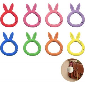 Eryi-Lot De 16 Mousquetons Ronds En Forme De Lapin - 8 Couleurs - Pour Porte-Clés, Sac À Dos, Pendentif - Diamètre Extérieur : 2,8 Cm (Multicolore 1) - Neuf