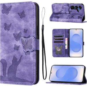 Sansh-Housse Protection Pour Samsung Galaxy S25/S24 5g Pouces Matériau En Cuir Pu Coque S25/S24 Avec Fentes Pour Cartes Housse S25/S24 Violet - Neuf