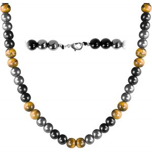 Trahoo-Collier De Perles En Oeil De Tigre Collier De Perles Pour Hommes 47/52/56/58cm ?il De Tigre Obsidienne Collar Homme Perle Noire Pour Homme Garçon 6/8/10mm - Neuf