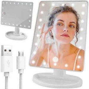 Miroir de maquillage avec lumi&egrave;res LED - R&eacute;glable Blanc Blanc - Neuf