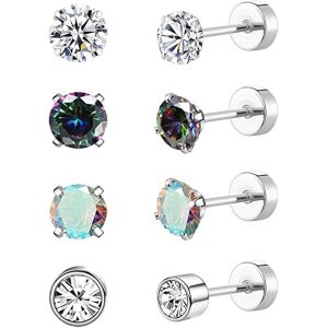 Cmjaagur-G23 Titane Boucles D'oreilles Pour Hommes Femme Fille Argent Noir Opale Perle Boucles D'oreilles Boucles D'oreilles En Titane Pour Oreilles Sensibles Boucles D'oreilles Hypoallergén[M1525] - Neuf