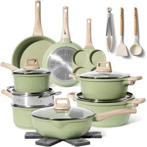 Subzonal-Lot Casseroles Et Po&ecirc;les, Po&ecirc;le &Agrave; Frire 20cm/26cm, Casserole 18cm/20cm, Sauteuse 26cm, Induction, Poign&eacute;e Amovible, Rev&ecirc;tement Antiadh&eacute;sif, Couvercles Antiprojections (Biege) - Neuf