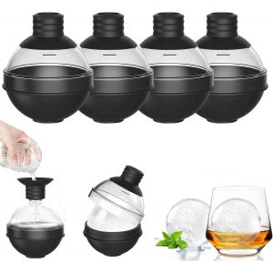 Kalanka-Grand Moule &Agrave; Gla&ccedil;ons En Silicone Pour Whisky, Lot De 4 Moules &Agrave; Gla&ccedil;ons Ronds De 6 Cm, Grand Bac &Agrave; Gla&ccedil;ons Ronds Avec Couvercle Entonnoir Pour Champagne, Cocktails, Gin, Boissons, R&eacute;frig&eacute;r&eacute;e - Neuf