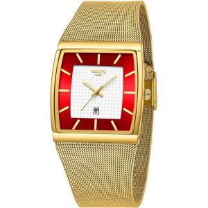 Montre Pour Homme De Luxe Militaire &Eacute;tanche &Agrave; Quartz Analogique Carr&eacute;e Avec Bracelet En Acier Inoxydable Et Calendrier De La Date.[J249] - Neuf