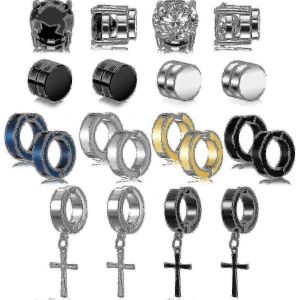 10 Paires De Boucles D'oreilles Magn&eacute;tiques En Acier Inoxydable Boucles D'oreilles Magn&eacute;tiques Non Per&ccedil;antes Crois&eacute;es Dangle Hoop Boucles D'oreilles Magn&eacute;tiques Ensemble De Boucles D'oreilles Magn&eacute;tiq - Neuf