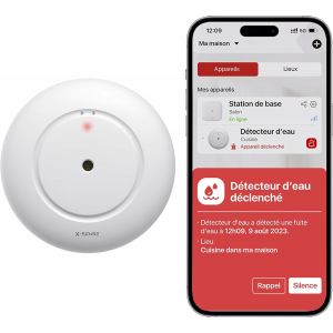 D&eacute;tecteur de Fuite d'eau Connect&eacute;, Station de Base SBS50 Requise, D&eacute;tecteur d'eau Wi-FI avec Alarme 110 DB, Port&eacute;e Jusqu'&agrave; 500 m, Id&eacute;al pour Cuisine, sous-Sol, Salle de Bain, SWS51, Lot de 1 - Neuf