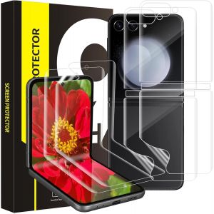 Kal-2 Pièces Verre Trempé Pour Samsung Galaxy Z Flip 5 5g, +2 Film Protecteur Arrière, Souple Tpu Film, Anti-Choc, Anti Rayures Vitre Protection, Haute Définition Z Flip 5 Protection Écran - Neuf