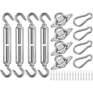 SEPT-Kit de Fixation pour Voile D'ombrage, M5 Fixations d'ombrage de Voile en Acier Inoxydable, Kit de Fixation pour Auvent de Jardin pour Carrés Rectangle et Triangulaires 44 Pièces - Neuf