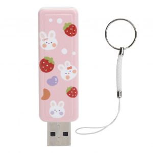 U Disk PushPull USB2.0 M&eacute;moire Cl&eacute; USB Voiture Accessoires Ordinateur Motif Lapin Fraise (64GB) - Neuf