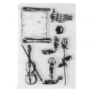 Sceau de tampon en silicone transparent multi-motifs pour la d&eacute;coration de l'album de bricolage (#5-musique) - Neuf