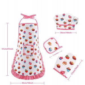 Ensemble De 4 Costumes De Chef Pour Enfants, Tablier Pour Filles, Toque Et Tablier De Chef Pour Enfants, Jouets De Cuisine Pour Tout-Petits - Neuf