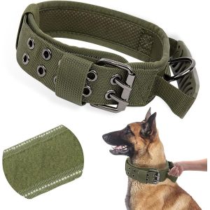 Eryi-Collier Tactique Chien, Collier Chien Réglable Militaire En Nylon Avec Poignée, Boucle En Métal, Rembourré Réfléchissant Collier Pour Chiens De Taille Moyenne Grand Entraînement Chasse - Neuf