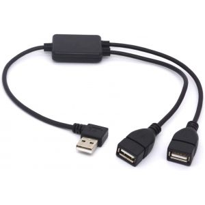 CLOUDDS-C&acirc;ble R&eacute;partiteur Usb 2.0 A M&acirc;le Vers Double Femelle Pour Synchronisation Des Donn&eacute;es (Compatible Avec Tous Les Appareils) (Droit) - Neuf