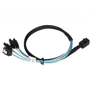 Cable Mini SaS HD SFF 8643 vers 4 SaTa 3.0 12 Gbit/s, double canal PVC 7 broches, ligne de donnees pour disque dur de serveur, 1 m - Neuf