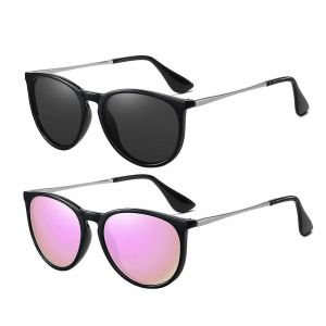 Lunettes De Soleil Dames Hommes R&eacute;tro Polariseurs,2pcs - Neuf