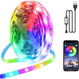 Ruban Led 10m, Usb Ruban Led Rgb Contr&ocirc;l&eacute; Par Bluetooth App, Bande Led Auto-Adh&eacute;sif Synchroniser Avec Musique, D&eacute;coration Pour Chambre, Maison, Bar, F&ecirc;te, No&euml;l - Neuf