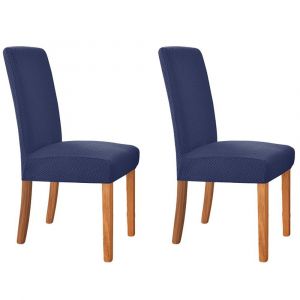 Ensemble de 2 housses de chaise &eacute;lastiques bleu marine pour chaises de salle &agrave; manger et de banquet - Neuf