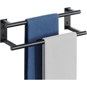 SUBZONAL-Porte Serviette Salle de Bain, Longueur 40 CM, Barres Porte-Serviettes Support Mural, en Acier Inoxydable, Porte Serviette de Bain Antirouille et Durable, Noir - Neuf