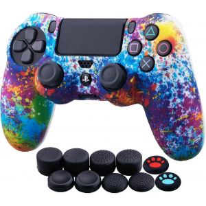 Sony Ps4/Slim/Pro Dualshock 4 Controller Transfert D'eau Camouflage Boîtier En Silicone Avec Poignée Pour Le Pouce - Neuf