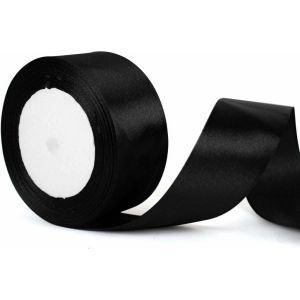 Ruban De Satin Noir De 50 Mm De Large,5,1 Cm D'épaisseur,Pour Emballage Cadeau,N?Ud Pour Cheveux,Bouquet,Artisanat,Décoration De Mariage,Gâteau,Halloween,Emballage Cadeau - Neuf