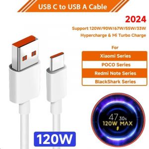 SnapType C Super Fast Charging Cable,Data rette,Redmi Note 14,13 Pro +,Mi 13T,12T,11T Pro,POCO BlackShlavabo 5,120W-1,5m-Upgrade C to A Cable - Neuf