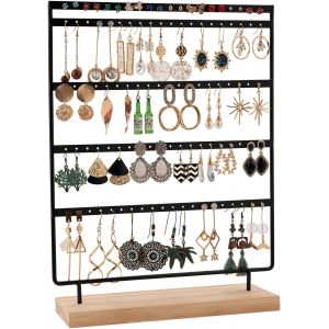 Porte-Bijoux, &Agrave; 100 Trous, Organisateur De Boucles D'oreilles, En M&eacute;tal, &Agrave; 5 Niveaux Avec Base En Bois, 35 X 27 Cm, Pour Le Rangement - Neuf