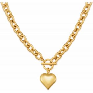 Collier Ras Du Cou &Eacute;pais En Or Blanc Avec Pendentif En Forme De Coeur Pour Femme - Neuf