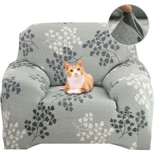 CAUC-Housse de Canap&eacute; Extensible 1 Place Couverture Canap&eacute; avec Accoudoirs Moderne Couvre Canap&eacute; Elastique Universelle Rev&ecirc;tement de Canap&eacute; Housse de Protection,Style de Feuille - Neuf