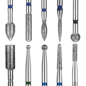 Lot De 10 Forets &Agrave; Ongles Professionnels Rotatifs Diamant&eacute;s Pour Manucure Et P&eacute;dicure (Style 2) - Neuf