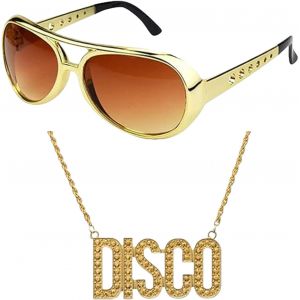 Mevronisshop-2 Pi&egrave;ces Kit De Costume Hip Hop Cha&icirc;nes Et Lunettes De Gangster D&eacute;guisement Disco Ann&eacute;e 70s 80s 90s Lunettes De Soleil Et Collier Style Hip-Hop Pour Carnaval Halloween F&ecirc;te &Agrave; Th&egrave;me - Neuf