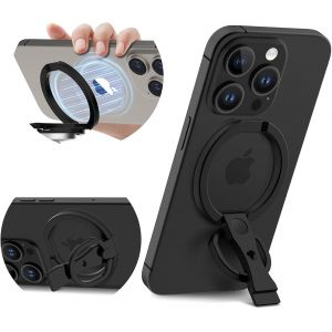 MDY-Anneau Téléphone Magnétique pour MagSafe 360° Rotation, Téléphone Portable Anneau de Support pour téléphone avec Béquille Ring Holder pour iPhone 16 Pro Max 14 13 12.SDJ Black - Neuf