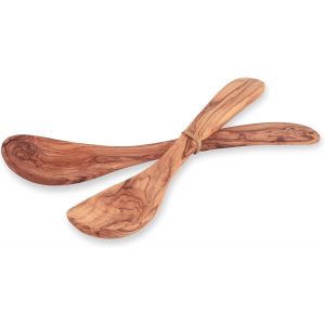 Couverts En Bois D'olivier Pour Salade Avec Large Poignée Aux Propriétés Antibactériennes,Bois,25 Cm - Neuf