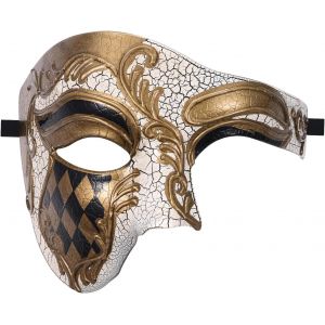 Masque V&eacute;nitien Homme Demi-Masque Carnaval Avec D&eacute;tails Baroques Vintage-Fant&ocirc;me De L'op&eacute;ra Pour D&eacute;guisement Bal De Maquillage Mascarade-Cadeau.[J96] - Neuf