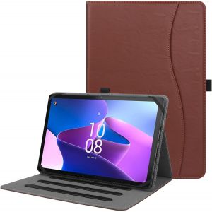 Eryi-Étui Universel Pour Tablette 9"",9.7"",10.1"",10.2"",10.5"",10.9"",11"",Housse Support En Cuir À Plusieurs Vues Angles Dragonne Pour Tablette 9"" 10.1"", Avec Bande De Fixation En Silicone Réglable -Br - Neuf