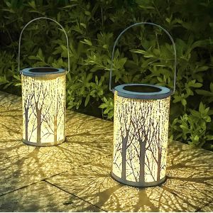 Lanterne Solaire Exterieur Jardin 2 Pièces Lanterne Exterieur Solaire , Ip44 Étanche Métal Lanternes D'extérieur Lampe Solaire Pour Jardin Patio Balcon Camping - Neuf