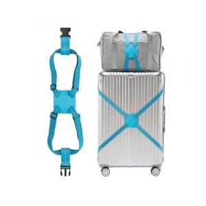Sangle de bagage r&eacute;glable avec boucles, ceinture de voyage &eacute;lastique, bleue, de 70 cm &agrave; 240 cm - Neuf