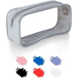 Grande Trousse Scolaire, Trousse Transparente Scolaire Garcon et Fille, Trousse Toilette Transparente Hommes, Femmes, Pochette Maquillage de Voyage, Trousse Ecole, Pencil Case Gris x 1 - Neuf