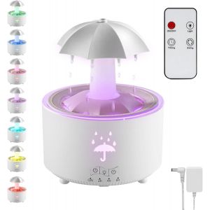 Humidificateur parapluie avec sons de pluie et lampe champignon de 7 couleurs - Nuage diffuseur d'huile 350 ml - Neuf