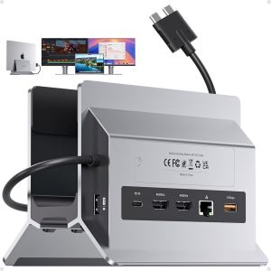 acdsgd-MacBook Docking Station Dual Monitor, Dual-USB C Laptop Docking Station avec 2 Ports HDMI 4K &agrave; 60 Hz, USB-A/C 10 Gbit/s, PD, Ethernet, SSD-Slot et Support Vertical pour MacBook Pro Air M3 M4 M5 - Neuf