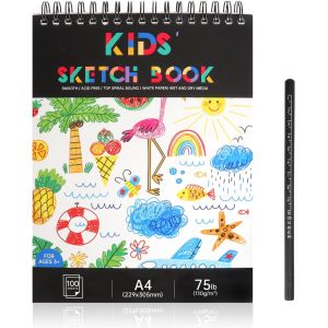 Kalanka-Carnet De Croquis A4 100 Feuilles, Bloc De Dessin Spiral&eacute; Avec Couverture Rigide, Papier &Agrave; Dessin 110 G/M&sup2; Recto-Verso, 200 Pages, Sketchbook Pour &Eacute;tudiants Et Artistes, Drawing Book - Neuf